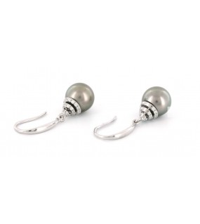 boucles d'oreilles zircon perle de tahiti grise